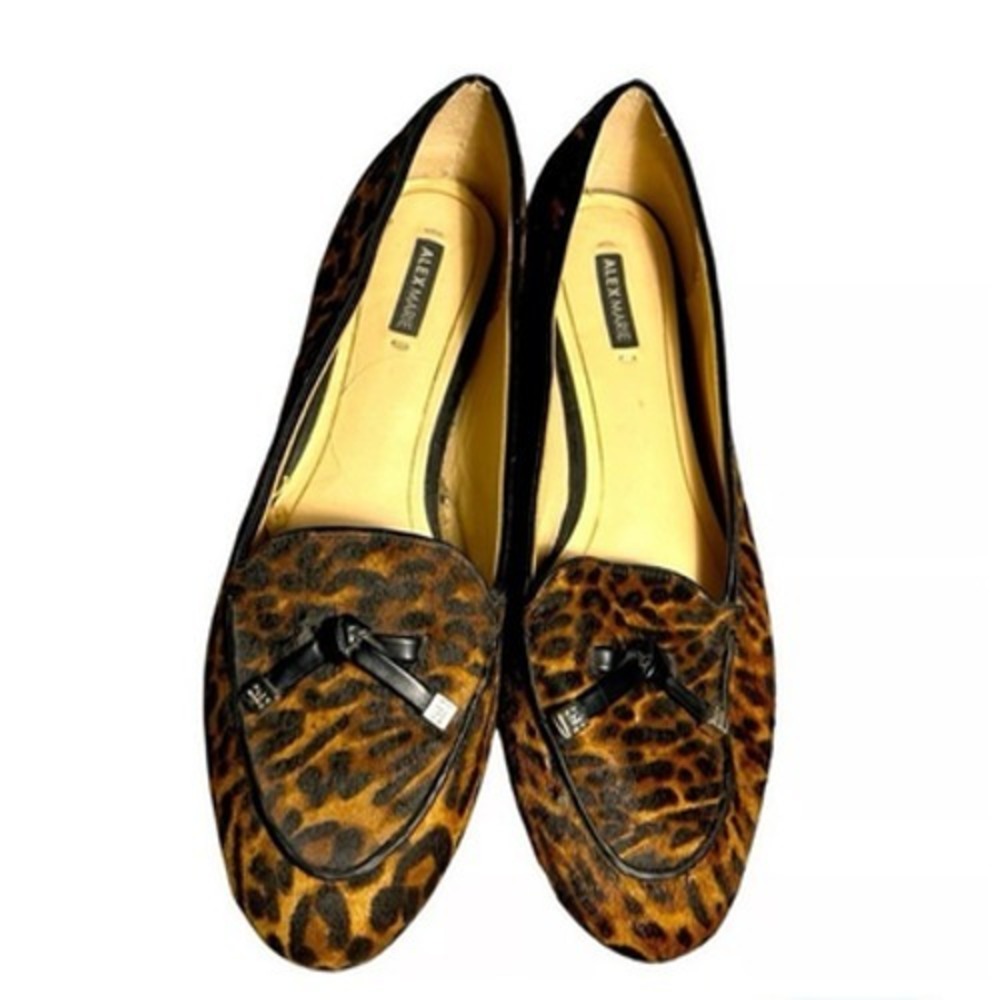 Alex Marie Women 10M Faux Eco Fur Cheetah Flat Leather Pipe Loafer Academic Chic